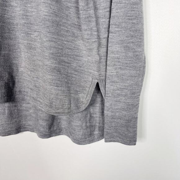 Madewell 2XS Heather Gray Mockneck Boxy Pullover Sweater Merino Wool Hi Low Hem - Picture 4 of 10